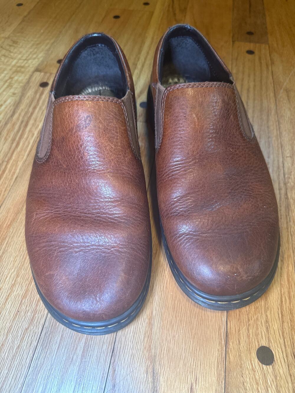 Dr Martens Leather Loafers Mens US 9 UK 8 Brown Slip On Comfort Casual Shoes